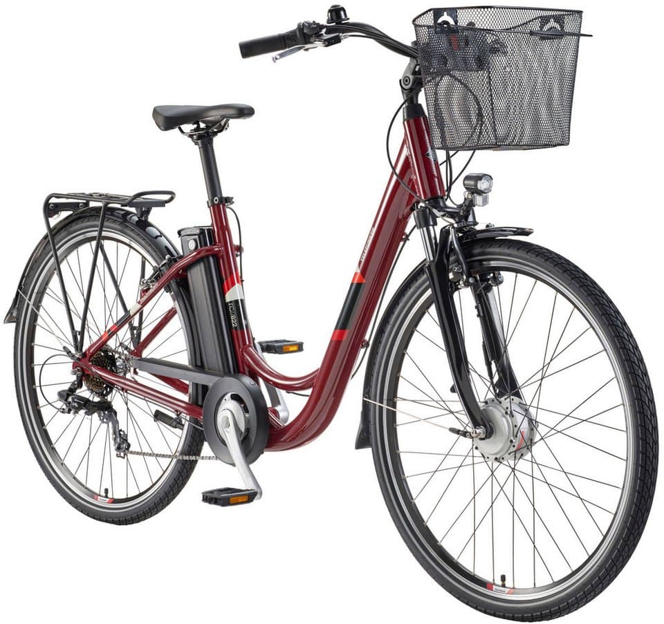 Telefunken E-Bike Cityrad Multitalent RC822, 7 Gang Shimano Tourney Schaltwerk, Kettenschaltung, Frontmotor, 531,3 Wh, (Beleuchtung, Straßenzulassung, ca. 100 km Reichweite, 2 V-Bremsen), Elektrofahrrad, Damen Herren, 28 Zoll, 36,9 V, 531,3 Wh Akku, Pedelec