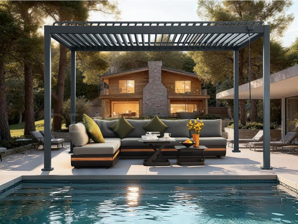 KONIFERA Pavillon Pergola Lucida Premium, Pergola aus hochwertigstem Material 100% Aluminium, Lamellendach