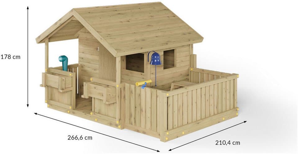 FUNGOO Spielhaus SUNNY BANDCORNER, mit großer Terrasse und Picknicktisch, Tafel, Periskop - Thumbnail 11