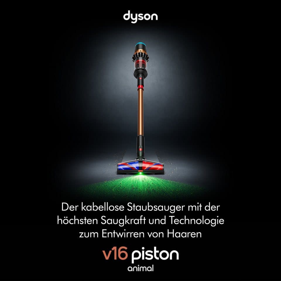 DYSON Akku-Hand-und Stielstaubsauger V16 (DS60) Piston Animal, 900W, bis zu 70 Minuten Laufzeit, 900 W, Haarentwirrungstechnologie - Thumbnail 2