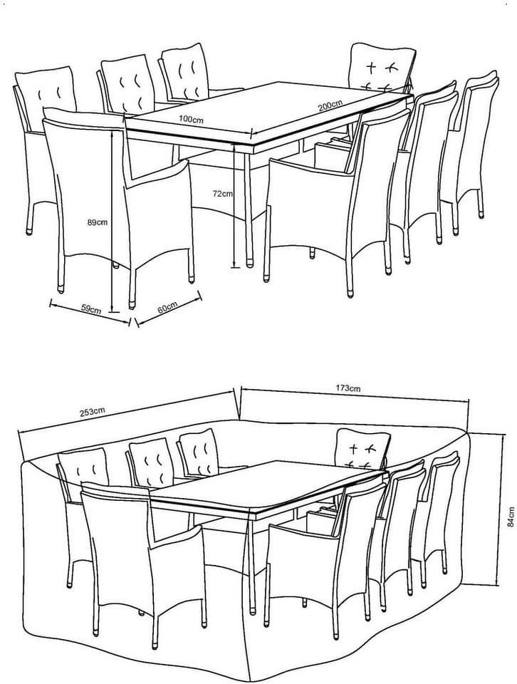 KONIFERA Garten-Essgruppe Mailand, (Set, 25-tlg., 8x Sessel, 8x Sitzauflage, 8x Rückenauflage, 1x Tisch), Polyrattan, verzinkter Stahl, Ablagefläche unter der Tischplatte - Thumbnail 16