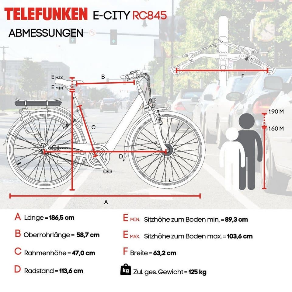 Telefunken E-Bike Cityrad Multitalent RC845, 7 Gang Shimano, Nabenschaltung, Frontmotor, 468 Wh, (28 Zoll, Straßenzulassung, ca. 100 km Reichweite), Pedelec, Elektrofahrrad für Herren u. Damen, tiefer Einstieg - Thumbnail 9