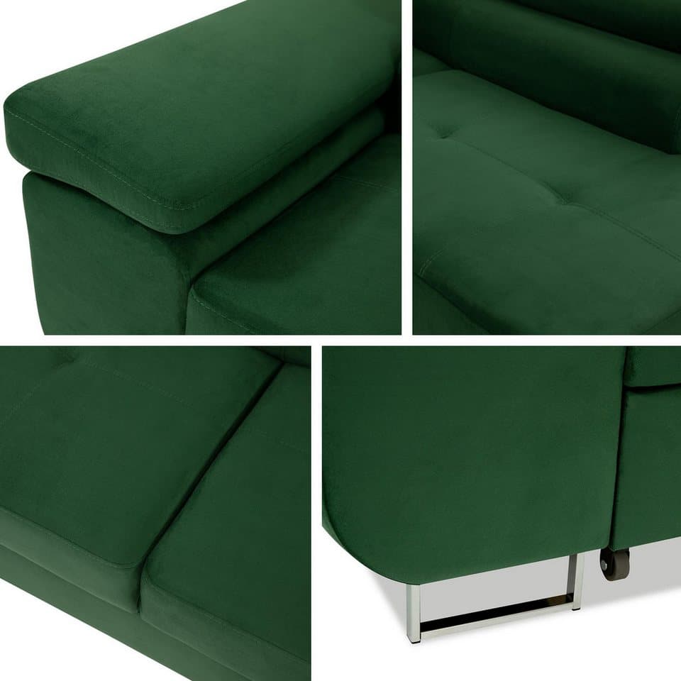 MIRJAN24 Ecksofa Torezio, mit Bettkasten und Schlaffunktion, Einstellbare Kopfstützen, 274x203x70-90 cm - Thumbnail 7