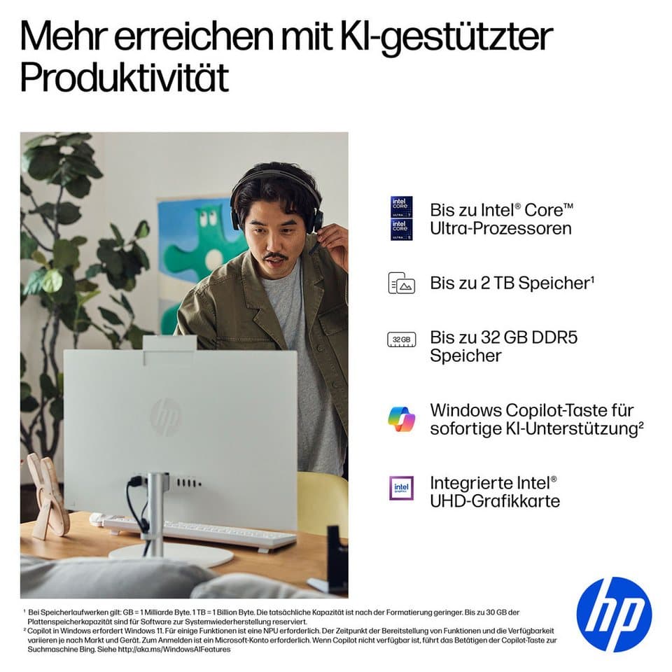 HP 27-cr0009ng All-in-One PC (27 Zoll, Intel Core i5 1335U, Iris® Xe, 16 GB RAM, 512 GB SSD) - Thumbnail 7