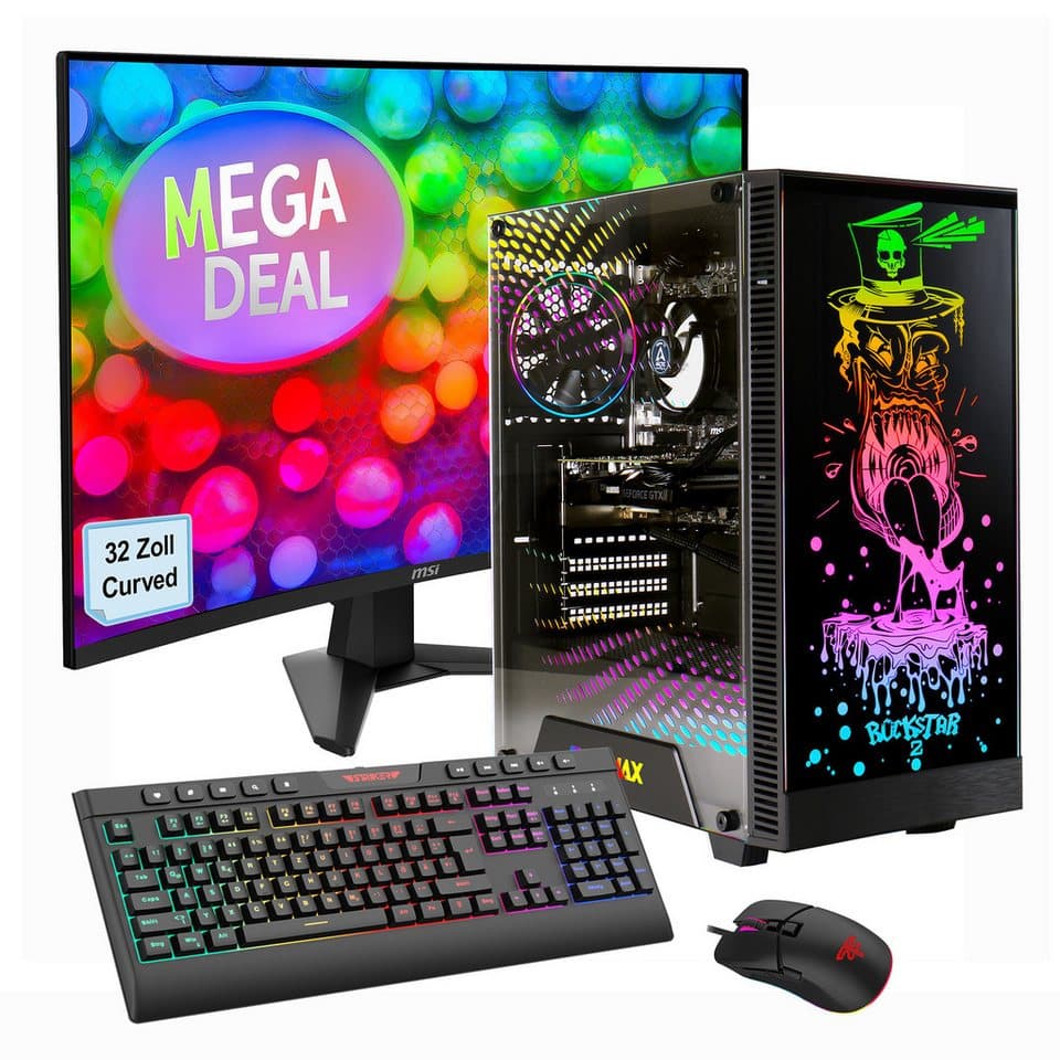 GAMEMAX MegaDeal Multimedia-PC-Set PC-Komplettsystem (32", AMD Ryzen 5 5600GT, Radeon Graphics, 16 GB RAM, 1000 GB SSD, Windows 11 + MSI MAG 32C6 Curved Monitor, 80cm (32) - Bild 1
