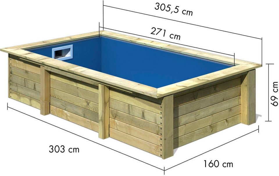 Karibu Rechteckpool Triton L 181,5 x B 305 x H 69 cm (Set, 3-tlg), kesseldruckimprägniert, Made in Germany - Thumbnail 4