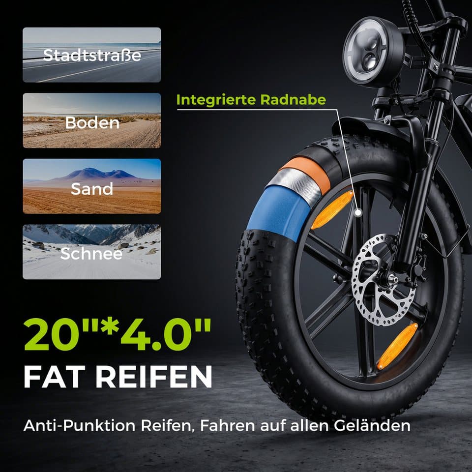 Vankel E-Bike Cityrad E-MTB E6-2.0 Damen u. Herren 48V 15Ah 720WH 250W 80Nm 108 km, 7 Gang Shimano, Kettenschaltung, Heckmotor, 720 Wh, (mit Akku-Schlüssel, Beleuchtungsset, mit Akku-Ladegerät, mit Werkzeug), bis 100km, 7 Gang Shimano, Kettenschaltung, Heckmotor Pedelec - Thumbnail 5