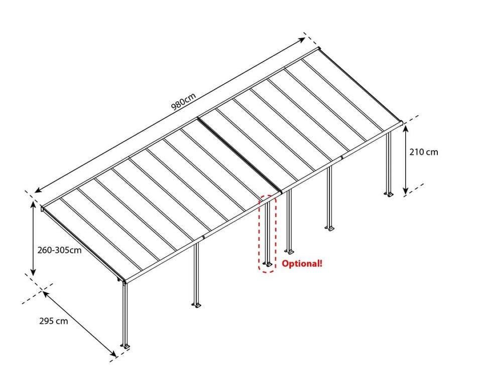 Palram - Canopia Terrassendach Olympia 3x9.71, BxT: 980x295 cm, Bedachung Doppelstegplatten, BxT: 980x295 cm - Thumbnail 6