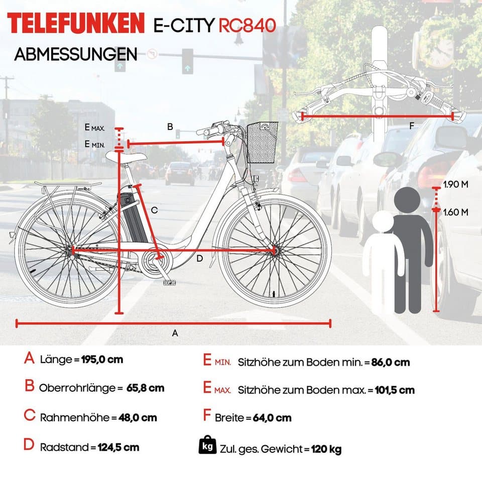 Telefunken E-Bike Cityrad Multitalent RC840, 7 Gang Shimano Nexus Schaltwerk, Frontmotor, 531,3 Wh, Pedelec, Elektrofahrrad für Damen u. Herren - Thumbnail 8