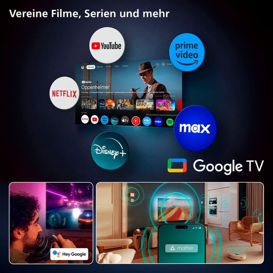 Philips 65OLED810 LED-Fernseher (164 cm/65 Zoll, 4K Ultra HD, Smart-TV, Google TV, Ambilight, P5 AI Picture Engine, Dolby Vision & HDR10+, Dolby Atmos) - Thumbnail 13