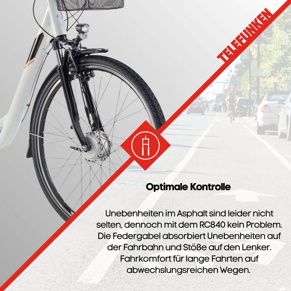 Telefunken E-Bike Cityrad Multitalent RC840, 7 Gang Shimano Nexus Schaltwerk, Frontmotor, 531,3 Wh, Pedelec, Elektrofahrrad für Damen u. Herren - Thumbnail 6