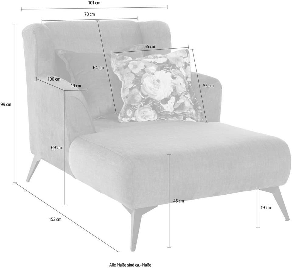 Home affaire Loveseat Baggio Mega Sessel für Komfort und Entspannung, zeitlos und modern, Zierkissen inklusive, schwarze Metallfüße - Thumbnail 6
