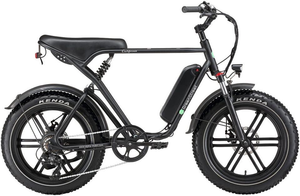 GreenStreet E-Bike Mountainbike California, 7 Gang Shimano, Kettenschaltung, Heckmotor, 468 Wh, Pedelec, Elektrofahrrad für Damen u. Herren, MTB