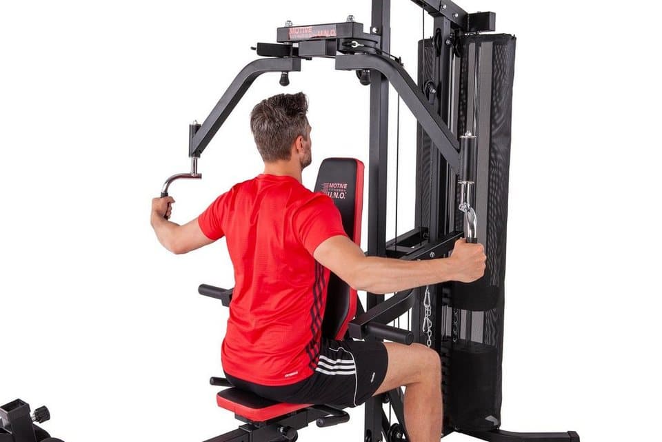 MOTIVE FITNESS by U.N.O. Kraftstation Multi-Gym Competition, 10 Gewichtsblöcke (Seilzug, Butterflystange, Latzug, Ruderfunktion und mehr), max. Benutzergewicht 120 kg, max. Trainingsgewicht 45 kg - Thumbnail 4