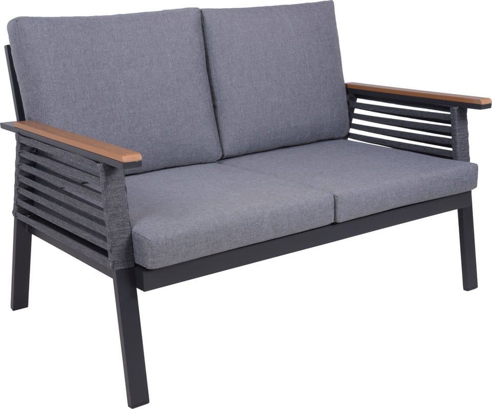 Garden Pleasure Gartenlounge-Set, Lounge-Gruppe »DENIA«, 2 Sessel, 1 Sofa, Tisch LxB: 55,5x100 cm, inkl grauen Kissen - Thumbnail 5