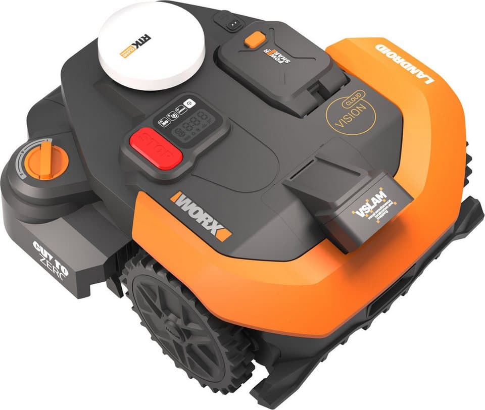 Worx Rasenmähroboter Landroid Vision Cloud WR318E 2WD ohne Begrenzungskabel, Auto-Mapping, bis 1800 m² Rasenfläche, (KI-Hinderniserkennung, VSLAM+ RTK Cloud Navigation, Cut-to-Zero), App-Steuerung - Thumbnail 6