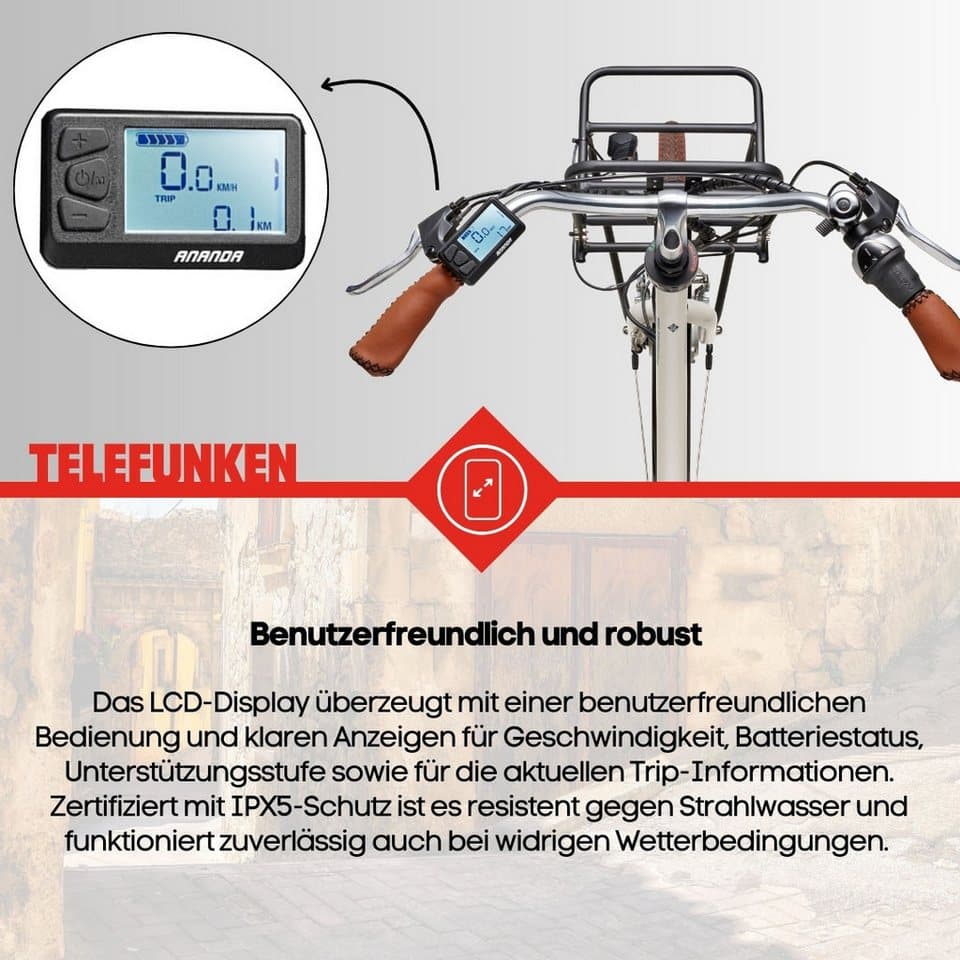 Telefunken E-Bike Cityrad Multitalent RT540, 7 Gang Shimano Nexus Schaltwerk, Nabenschaltung, Frontmotor, 468 Wh, Pedelec, Elektrofahrrad für Damen u. Herren - Thumbnail 8