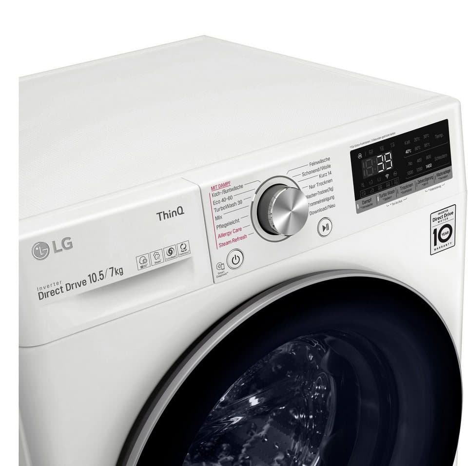 LG Waschtrockner V7WD107H2E, 10,5 kg, 7 kg, 1400 U/min, TurboWash® - Waschen in nur 39 Minuten - Thumbnail 12
