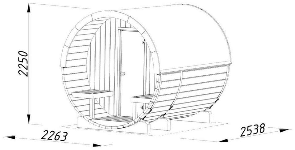 Palmako Fasssauna, BxTxH: 226 x 253 x 225 cm, 4,2 mm, 1,3 + 0,7 m², BxT: 226 x 253 cm - Thumbnail 4