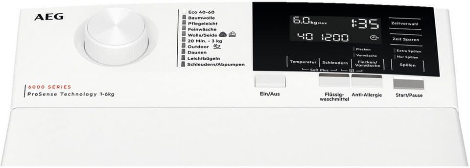 AEG Waschmaschine Toplader 6000 ProSense® LTR6A360TL, 6 kg, 1300 U/min, Anti-Allergie-Programm: Entfernt zuverlässig Viren und Bakterien - Thumbnail 2