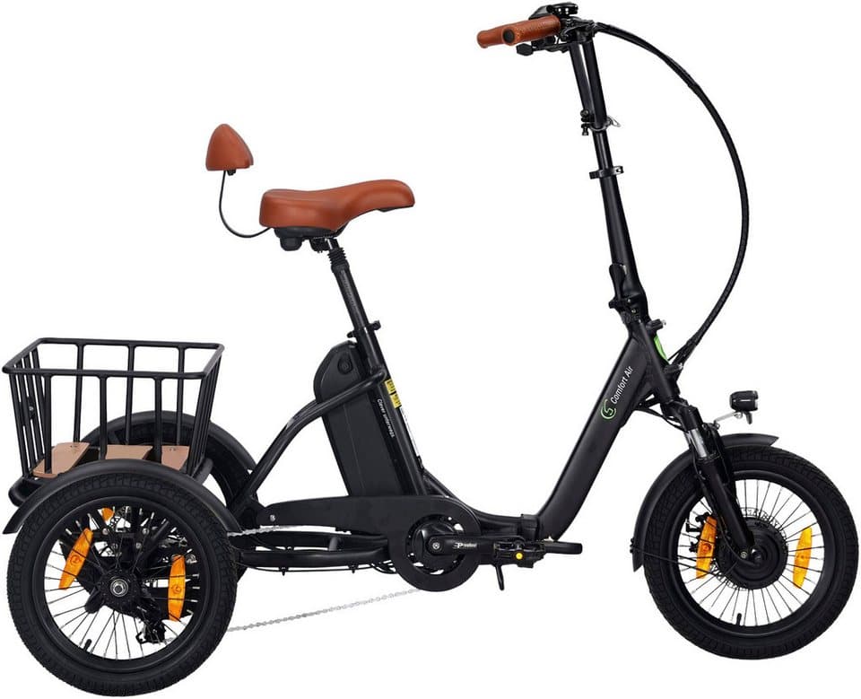 SachsenRAD E-Bike Dreirad T6S Comfort air faltbar mit Korb und Alarmanlage, 7 Gang Shimano, Kettenschaltung, Frontmotor, 468 Wh - Thumbnail 2