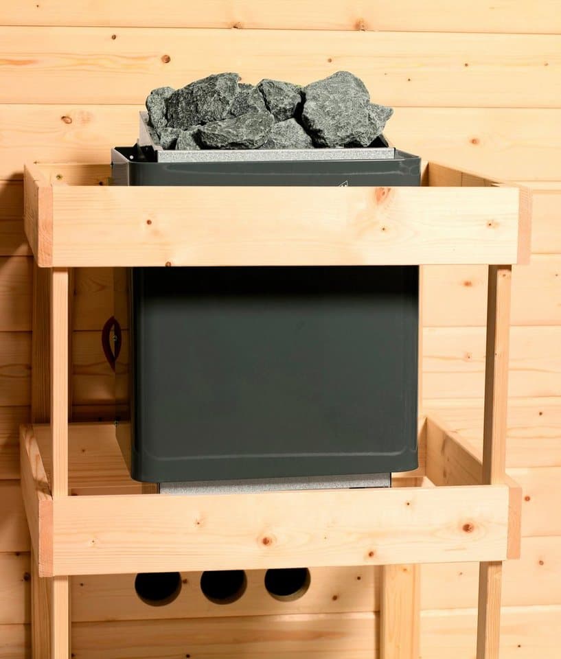 Karibu Sauna Frigga 1, BxTxH: 196 x 151 x 198 cm, 68 mm, (Set) Ofen 9 kW integr. Strg - Thumbnail 6