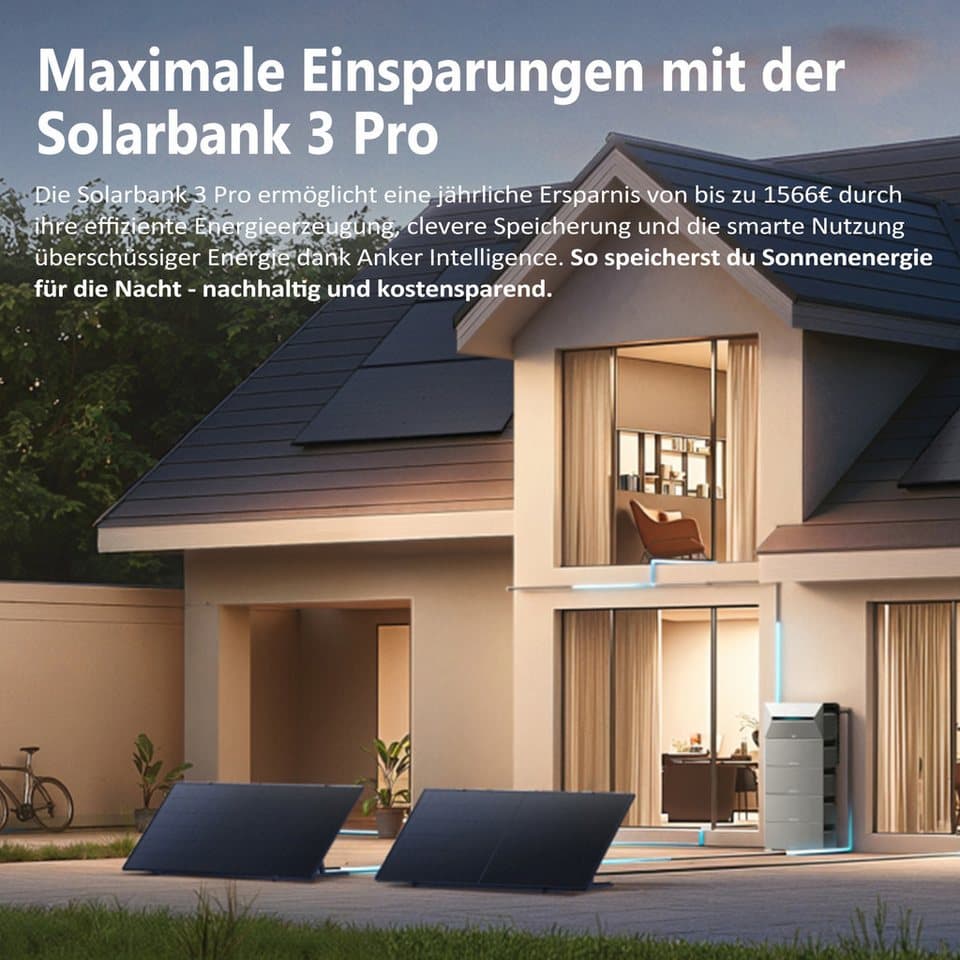 SolarMars Balkonkraftwerk mit Speicher 2000W Anker Solix Solarbank 3 E2700 Pro, 2000 W, Monokristallin, (mit optionaler BP2700 Erweiterungsakku und Halterung), mit intelligenter KI zur dynamischen Überwachung des Stromverbrauchs - Thumbnail 5