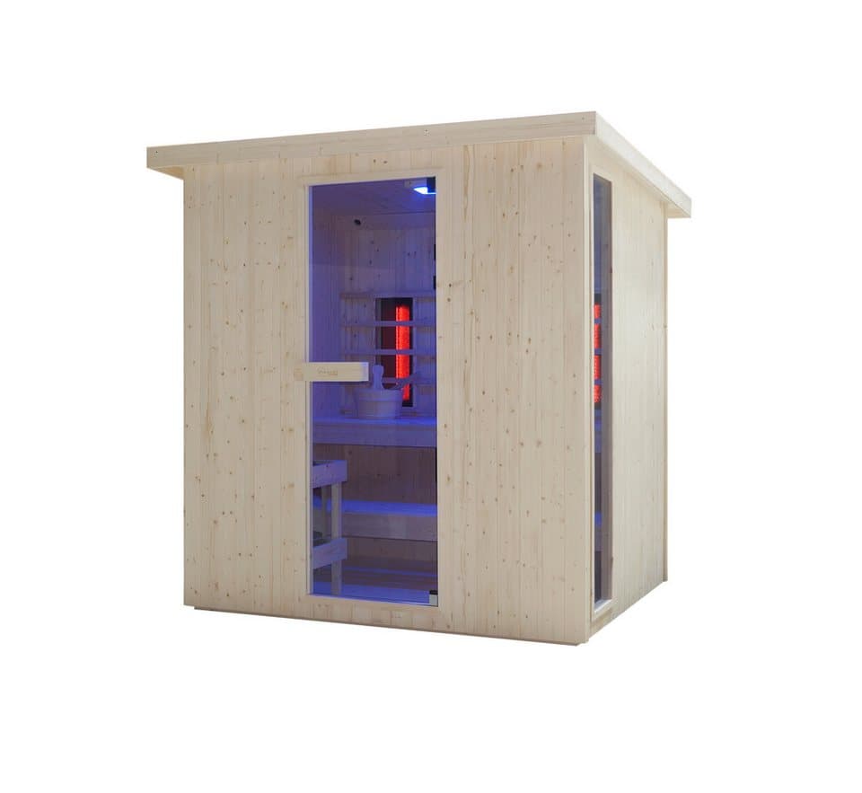 Sanotechnik Sauna »LAHTI« Außensauna mit Infrarotkabine, BxTxH: 198 x 181,5 x 200,2 cm, 4,4 mm, geeignet für 6 Personen, Fichetnholz - Thumbnail 4
