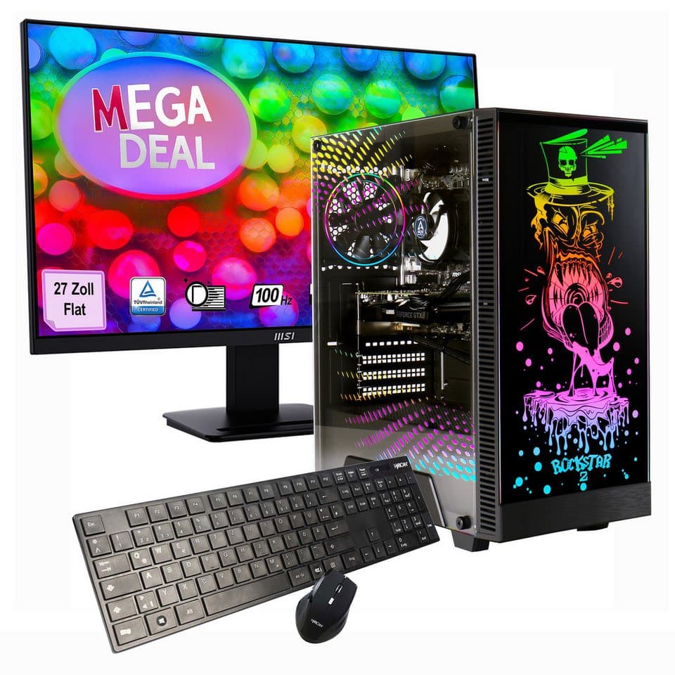 GAMEMAX MegaDeal Rockstar 2602 AMD Ryzen 7 5700X RTX 5060 32GB DDR4 1TB SSD PC-Komplettsystem (27", AMD Ryzen 7 5700X, RTX™ 5060, 32 GB RAM, 1000 GB SSD, Windows 11 + MSI PRO MP273A Flat Monitor, 69cm (27)