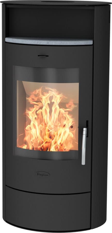 Fireplace Kaminofen »Piacenza Stahl«, Exklusiv, Lieferung bis ins Wohnzimmer, 6,7 kW, Zeitbrand, mit verriegelbarer Holzlagerfachtür