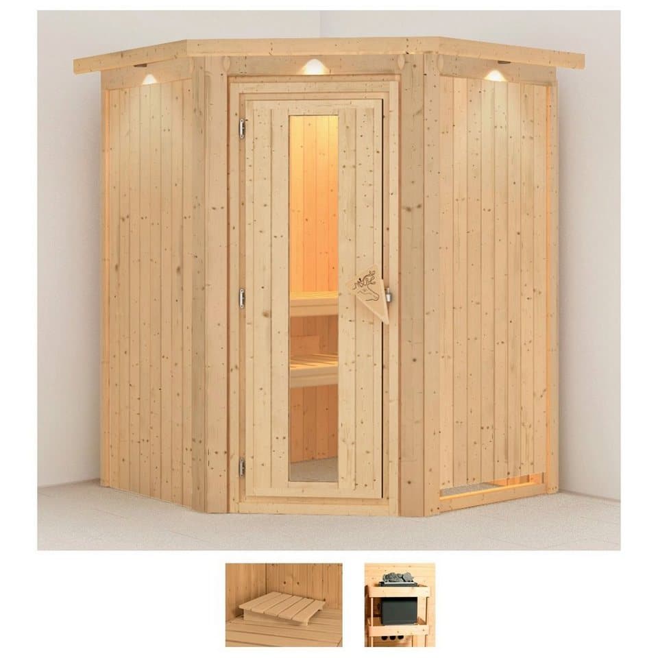 Karibu Sauna Larin, BxTxH: 165 x 165 x 202 cm, 68 mm, (Set) ohne Ofen