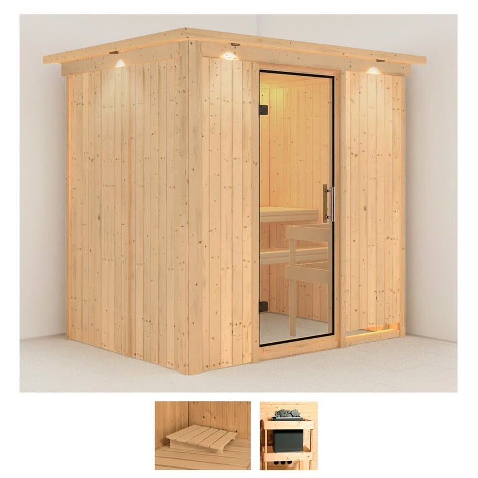 Karibu Sauna Bedine, BxTxH: 210 x 165 x 202 cm, 68 mm, (Set) ohne Ofen