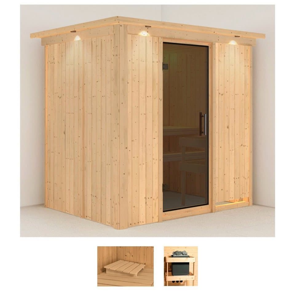 Karibu Sauna Bedine, BxTxH: 210 x 165 x 202 cm, 68 mm, (Set) ohne Ofen