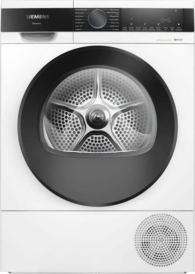 SIEMENS Wärmepumpentrockner iQ500 WQ45G2D00, Selbstreinigender Kondensator, Halbe Beladung, Reversierende Trommel