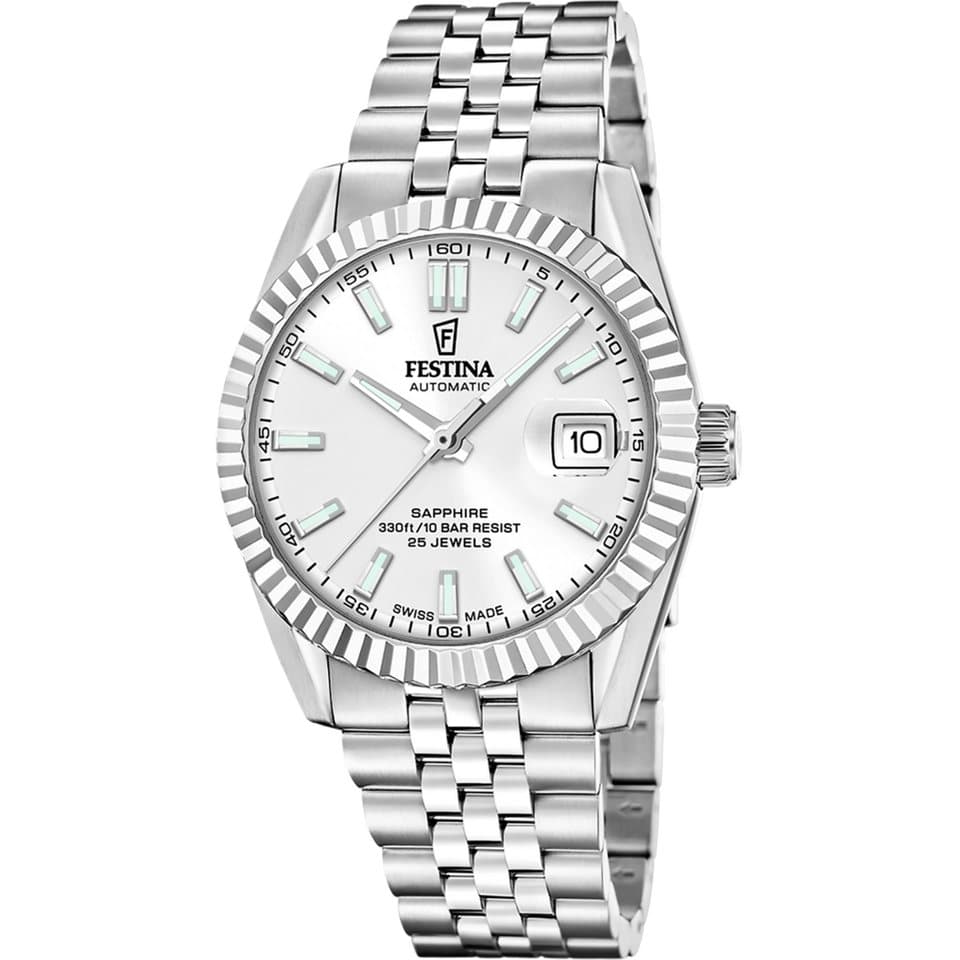 Festina Automatikuhr Automatic F20090_1, Armbanduhr, Herrenuhr, Swiss Made, Mechanische Uhr, Edelstahlarmband