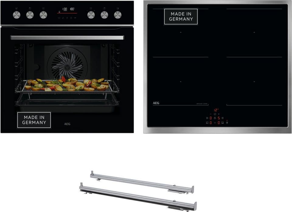 AEG Induktions Herd-Set Serie 5000 HH24HSPID, mit 1-fach-Teleskopauszug, Pyrolyse-Selbstreinigung, AirFry - knusprige Ergebnisse mit wenig oder ohne Öl, Made in Germany