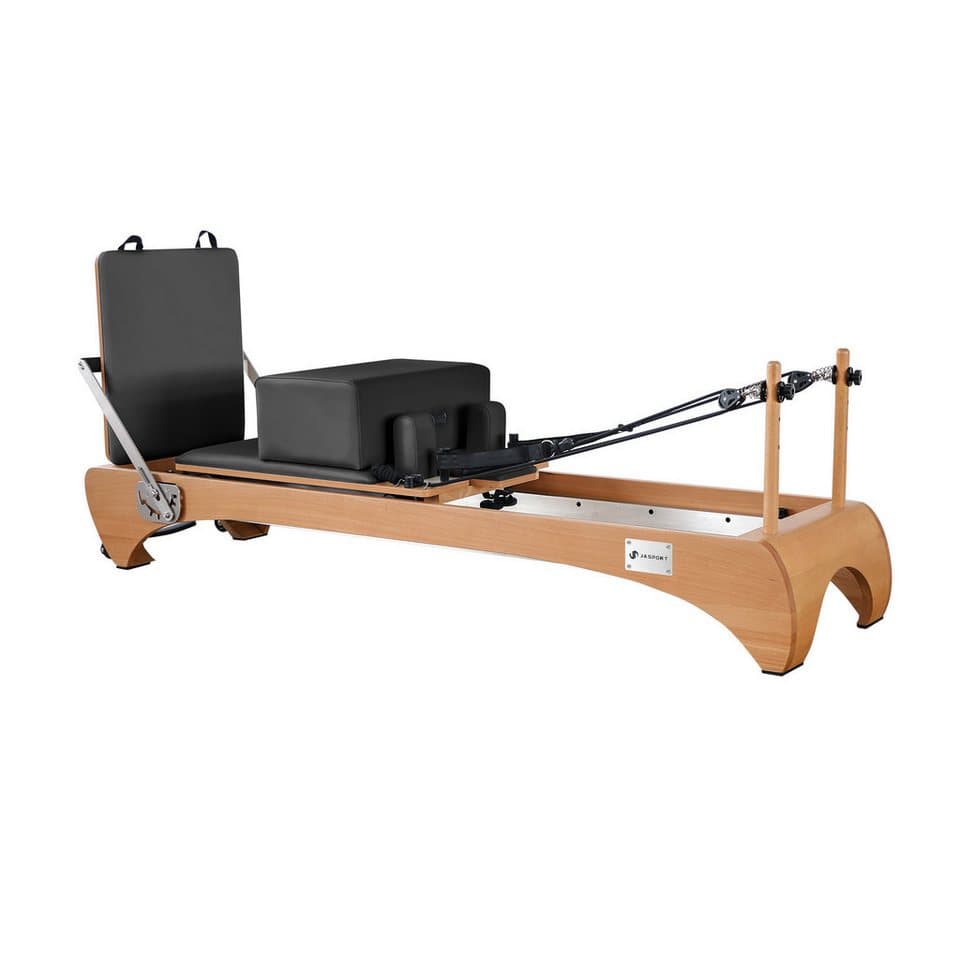 JASPORT Pilates-Reformer H89 aus Buchenholz, (Pilates Reformer Set inklusive Box, Sprungplatte und Zubehör), Stabiler Rahmen aus Buchenholz