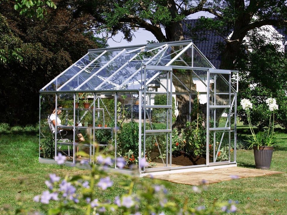 KONIFERA Gewächshaus Calisto 8300, BxTxH: 257 x 321 x 232 cm, 3 mm Wandstärke, Set, mit Fundamentrahmen, Sicherheitsglas