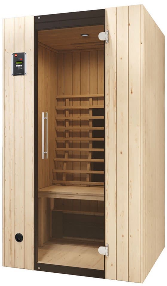 weka Infrarotkabine Infrarotkabine TANILLA 1, BxTxH: 108 x 99 x 190 cm, 63 mm, naturbelassen, stabile Sitzbank, weka Linienstrahler