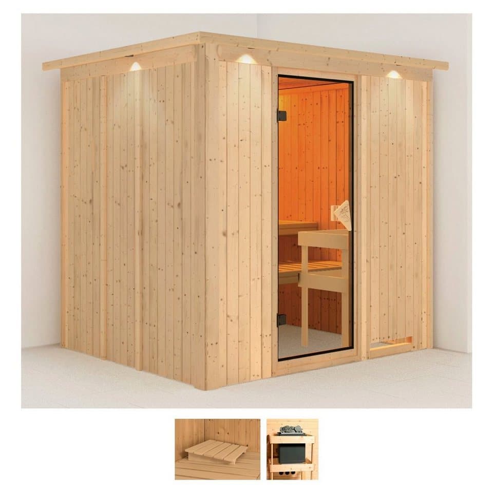 Karibu Sauna Sodin, BxTxH: 210 x 184 x 202 cm, 68 mm, (Set) ohne Ofen