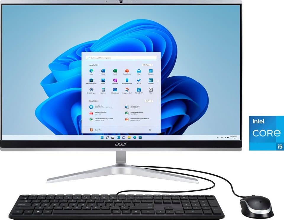 Acer Aspire C24-1650 All-in-One PC (23,8 Zoll, Intel Core i5 1135G7, Iris Xe Graphics, 8 GB RAM, 512 GB SSD, Luftkühlung)
