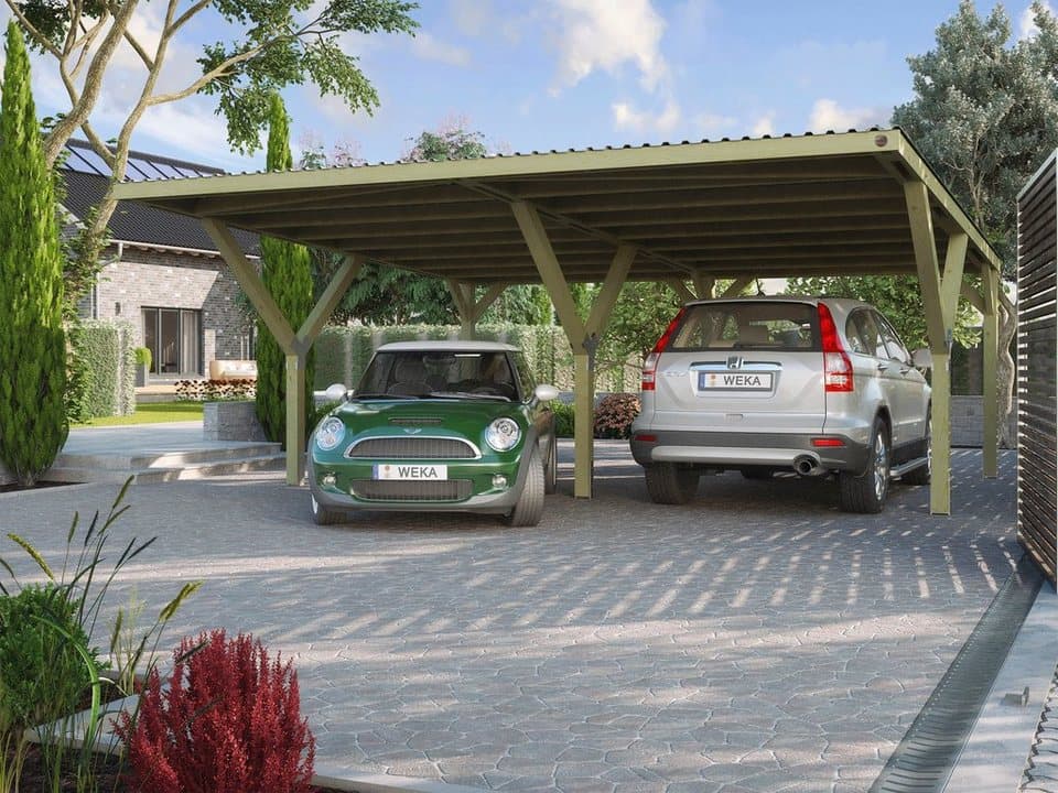 weka Doppelcarport, BxT: 592x606 cm, 241 cm Einfahrtshöhe, mit PVC-Dach